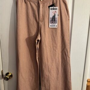 Rewash Wide-Leg High-Rise Pants in Light blush peach